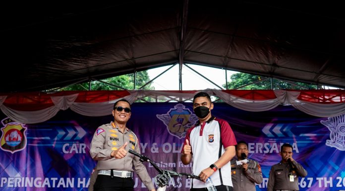 Peringati HUT Bhayangkara ke 76, Ditlantas Polda Banten Gelar Kampanye Keselamatan Jalan di Car Free Day