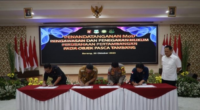 Pengawasan dan Penegakkan Hukum Perusahaan Pertambangan, Polda Banten Gelar Penandatanganan MoU