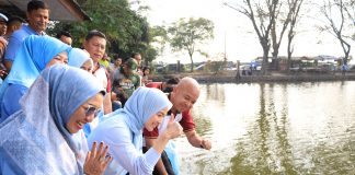 Polda Banten Gelar Gerakan Asri Polri dan Tebar 3.000 Bibit Ikan Nila di Danau Tasikardi
